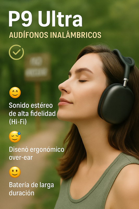 🎧 P9 Ultra: Sonido Premium,  Estilo Profesional. ¡Y sin cables!