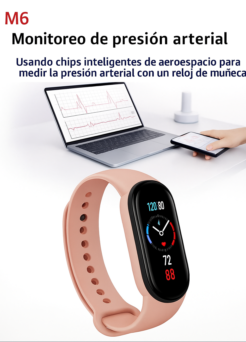 🔥 M6 Smartwatch Fitness Inteligente – ❤️ Frecuencia Cardíaca, 💤 Sueño, 👣 Pasos y Más
