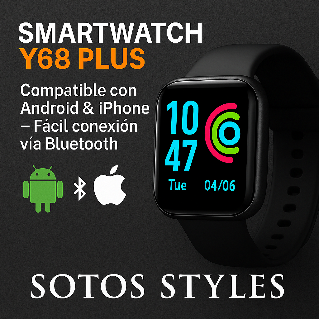 Smartwatch Y68 Plus | Reloj Inteligente Deportivo 🔥 Monitorea tu Salud 💓 + Notificaciones 📱 | Compatible Android & iPhone