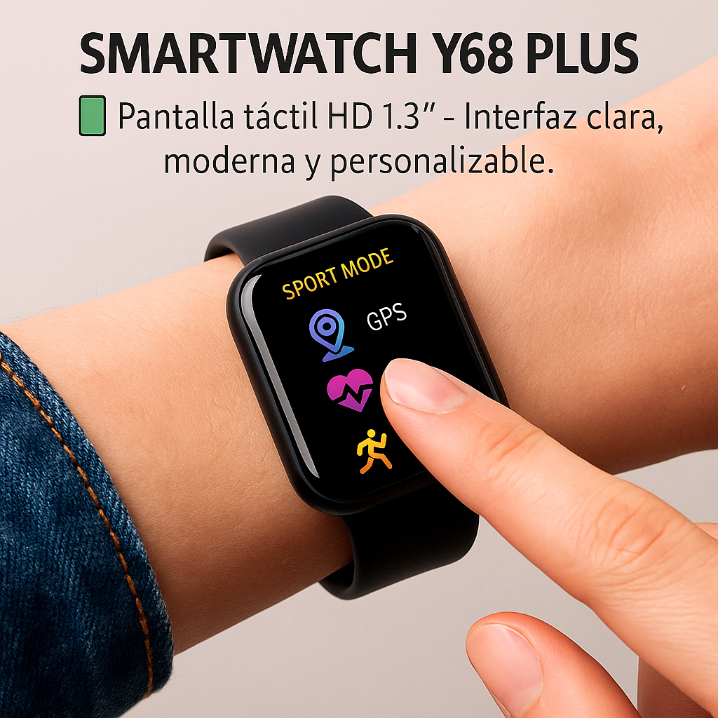 Smartwatch Y68 Plus | Reloj Inteligente Deportivo 🔥 Monitorea tu Salud 💓 + Notificaciones 📱 | Compatible Android & iPhone