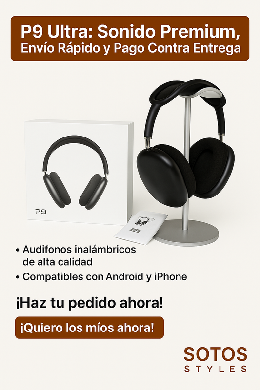 🎧 P9 Ultra: Sonido Premium,  Estilo Profesional. ¡Y sin cables!